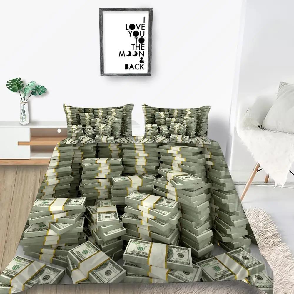 Copripiumino in Denaro Microfibra Banconote Dollaro della Federal Reserve degli Stati Uniti con il Ritratto di Ben Franklin Set Letto Matrimoniale