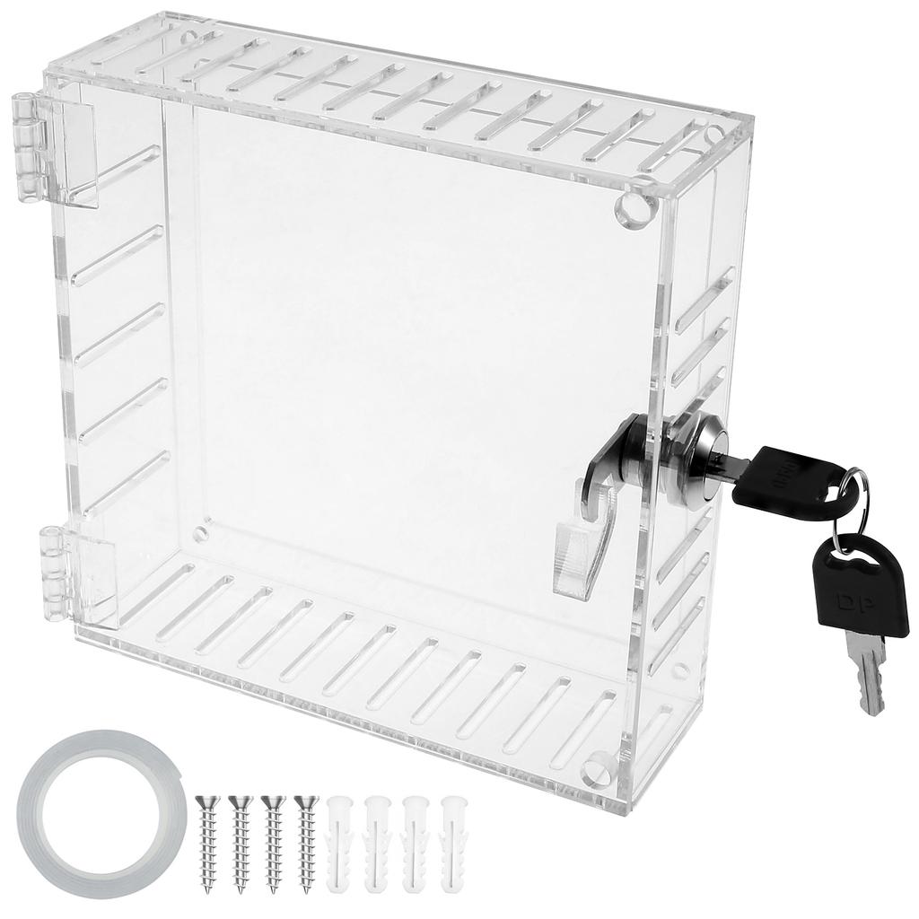 Universelle Thermostat-Verriegelungsbox mit Schlüssel Klare Acryl-Thermostatabdeckung mit Schloss Großer Thermostatschutz Einfach zu installieren für Zuhause