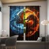2pcs Dragon Rod Pocket Curtains   Woven Polyester Pongee Blackout Panels   Tai Chi and Fire Pattern   Semi-Sheer Embossed Window Dr