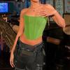 Womens Bustier Sexy Lingerie Solid Color Waist Cincher Strapless Sleeveless Backless Stretchy Corset Top