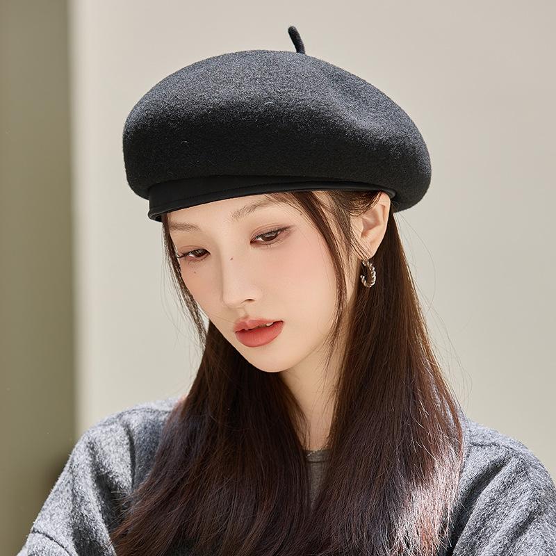 British Style Retro Beret Autumn and Winter Hat for Women Warm Literary Painter Hat Korean Style Versatile Big Head Squash Hat