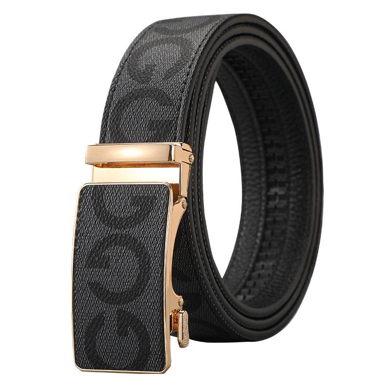 Men's Casual Patchwork Faux Leather Waist Belt with Letter Pattern