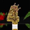 Large Gold 3D Digital Birthday Candle Crown Style Long Burning for Retirement Celebration Party Cake Decor
