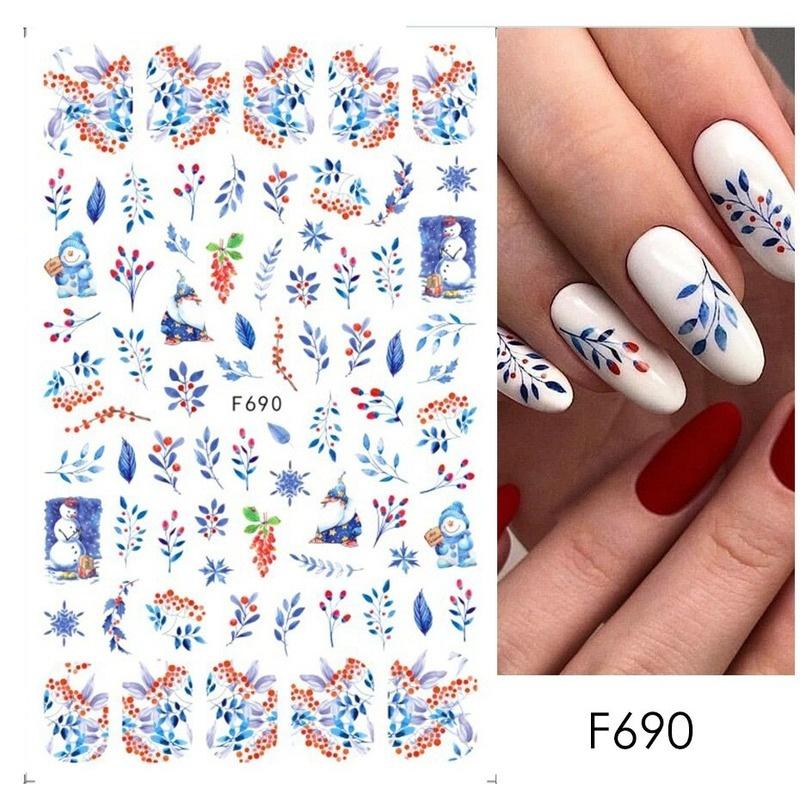 

17 стилей Рождество Хэллоуин наклейки для ногтей 3D DIY Типсы для ногтей Листья Цветок Бабочка Череп Лось Санта-Клаус Наклейка для дизайна ногтей Украшение ногтей Маникюр F690