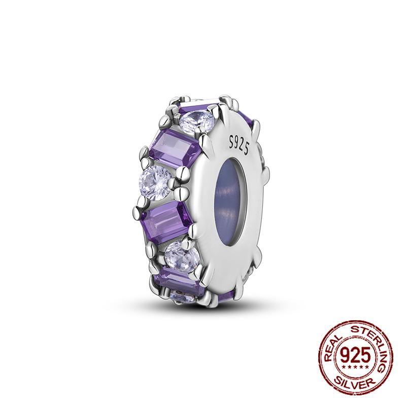 925 Sterling Silber Lila Perlen Blume Schmetterling Hänge Charm Passend 4MM Lochdurchmesser Armband Halskette 925 Schmuck Geschenkherstellung