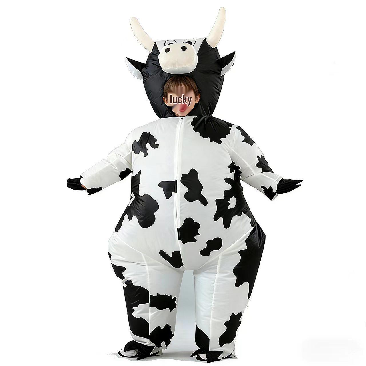 Smiling Cow Inflatable Halloween Costume for Cosplay, Makeup & Party Fun XXS
