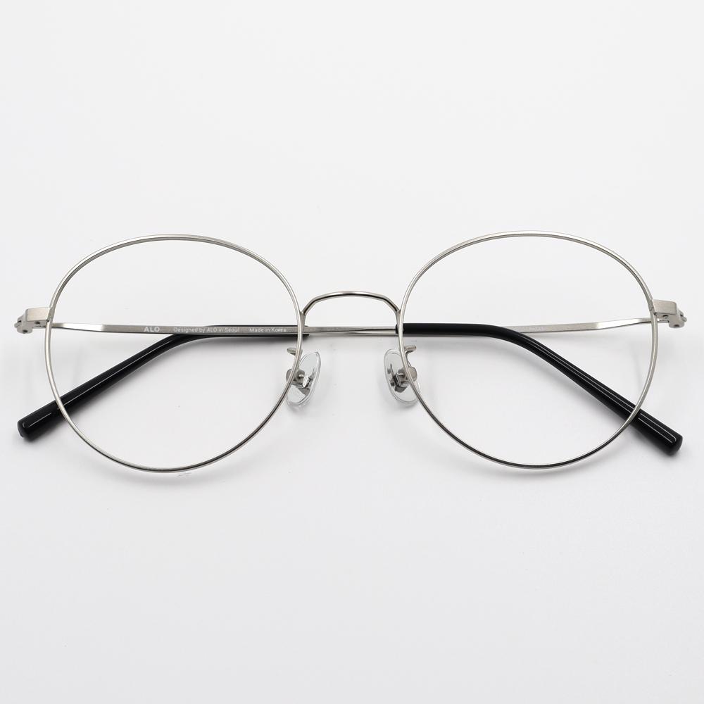 Alloaiweeo [Alo Basic] Al8204 1111G Semi-Oversized Round Sanded Silver Metal Glasses