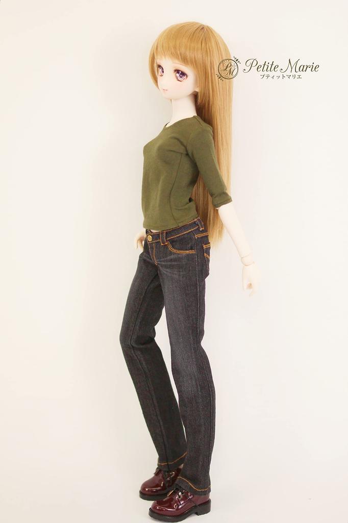 DDS Compatible Straight Stretch Standard 60cm BJD Doll Clothes [Petite Marie] 1/3 Okayama-Processed Jeans, Black, KOJIMA-Processed Jeans, Low-Rise