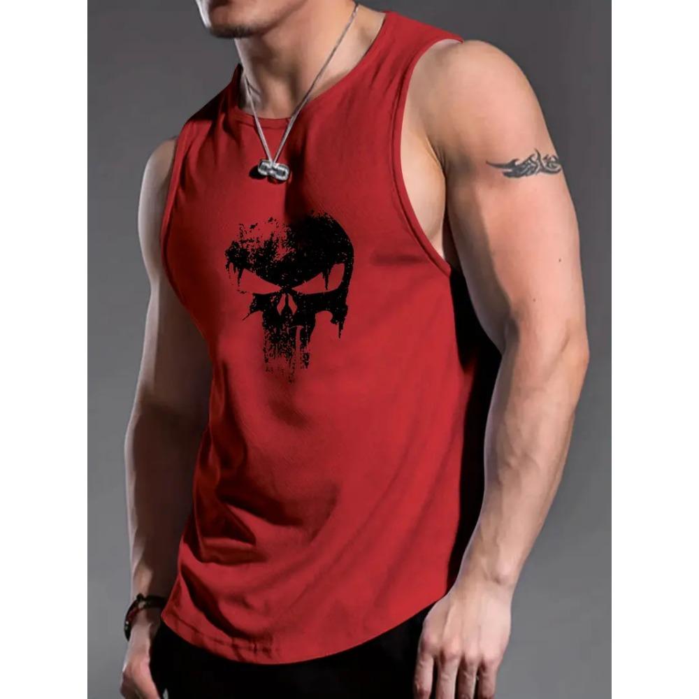 Men's solid color vest sleeveless round neck T-shirt daily sports fitness fashion round neck breathable short-sleeved T-shirt