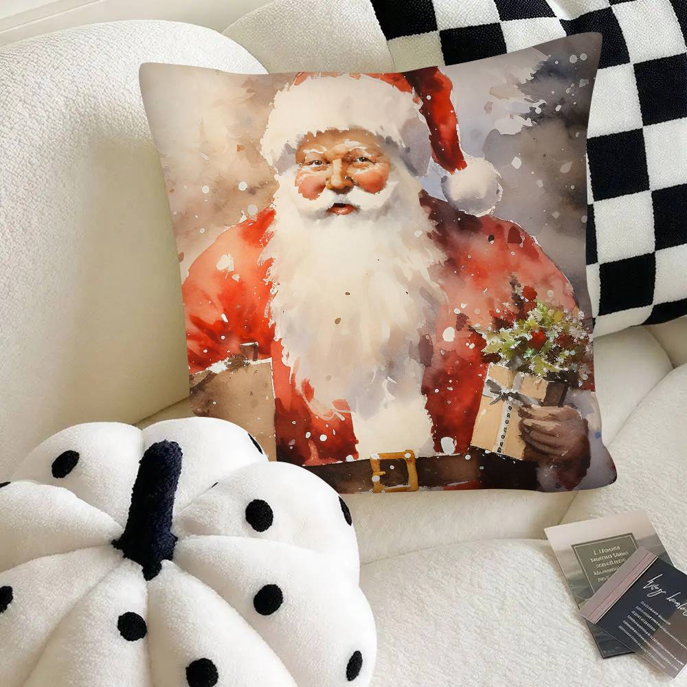 Santa Claus Pillow Case Fashion Square Pillowcase Bedroom Sofa Room Ins Decoration Leisure