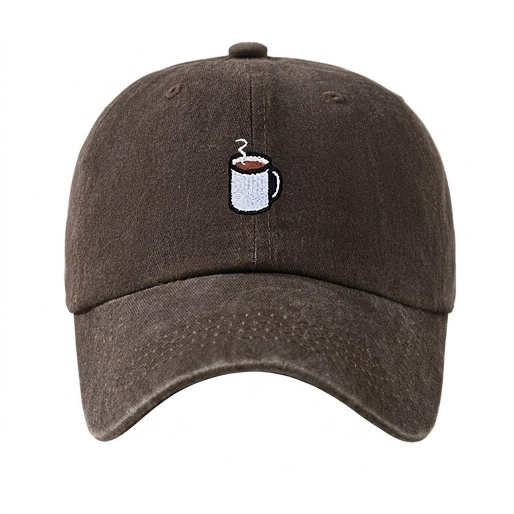 Embroidered Coffee Cup Baseball Cap Hip Hop Sun Hat Retro Distressed Baseball Cap Unisex