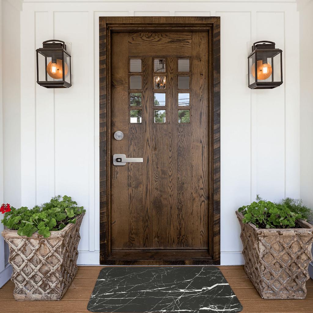 Black Rose Gold Marble Crackles Doormat Non-Slip Bathroom Kitchen Mat Toilet Floor Door Entrance Carpet Rug