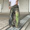 European and American Vibe Washed Old Ripped High Street Jeans Men Ins Trendy Brand Painted Beggar Hip Hop Wide Leg Pants