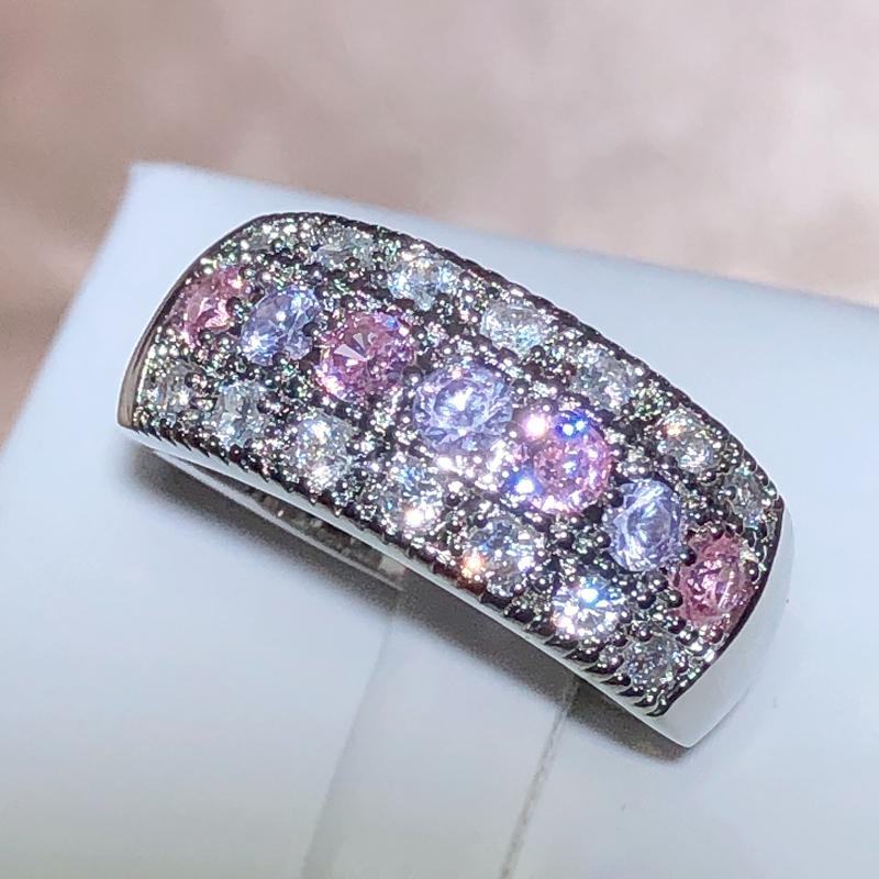 Colorful Zircon Low-key Design Wedding Rings for Women Copper Color Shiny Lady's Accessories Anniversary Ring Fashion Jewelry
