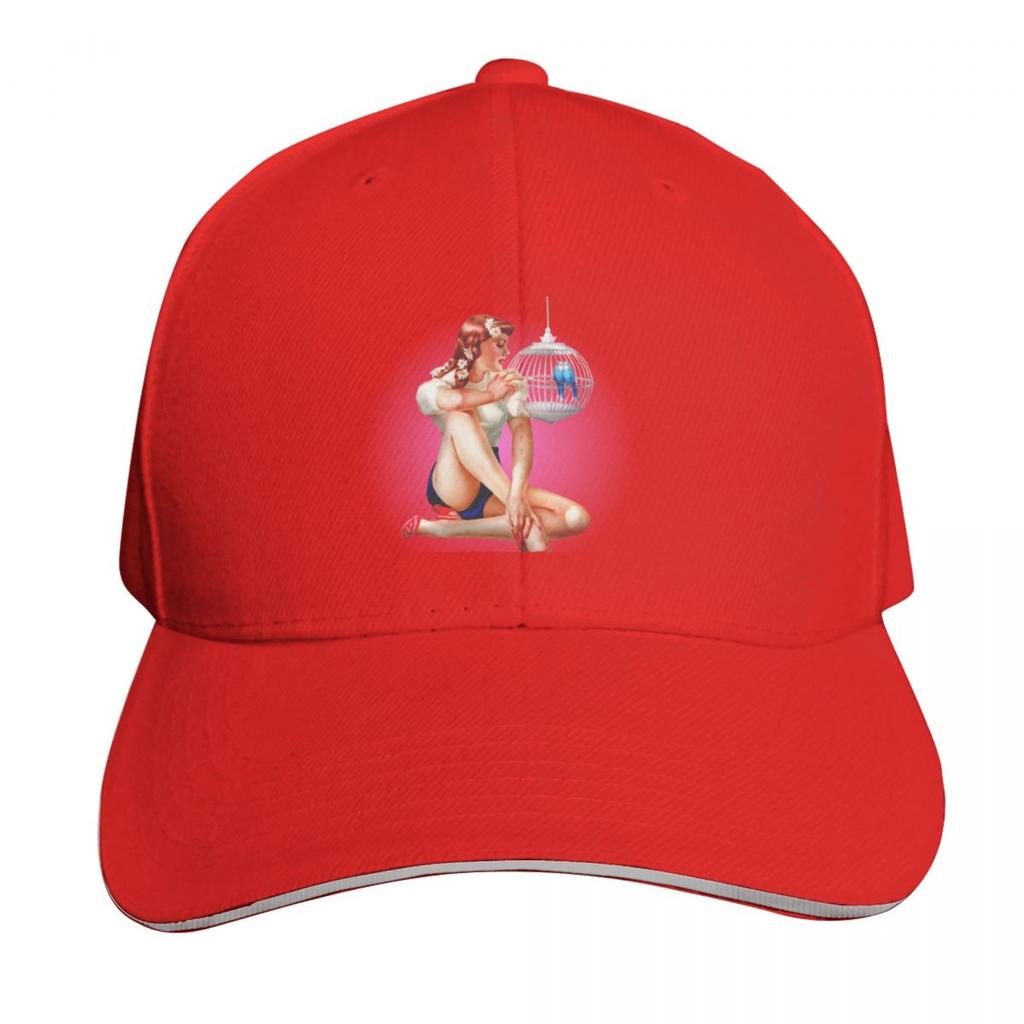 Sexy Pin Up Girl With Birds Vintage Retro Baseball Cap Hat Unisex Birthday Golf Beach Hat Unisex Womens