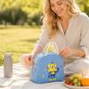 Insulated Oxford Fabric Lunch Tote Bag with Double Handles Cartoon Animal Print Soft Lunch Box for Work School Picnic Carrying