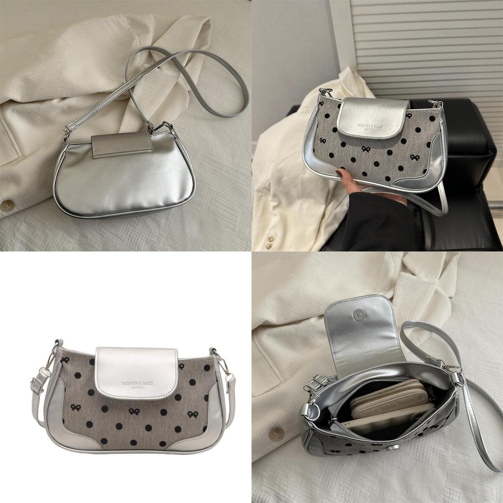 Pu Dot Pattern Crossbody Bag With Zipper Closure And Mobile Pocket For Daily Use