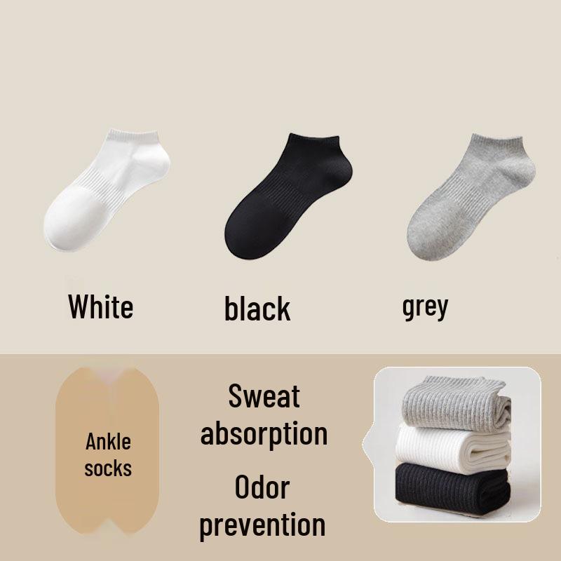 Men s Breathable Seamless Cotton Mid-Calf Summer Sports Socks - Thin, Sweat-Absorbing, Odor-Resistant White