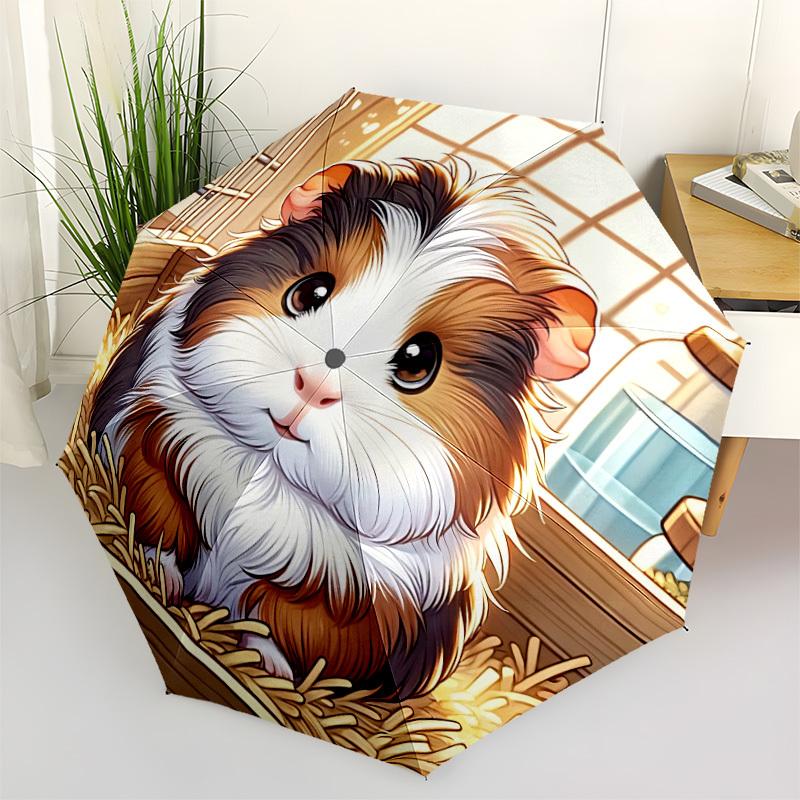 1pc Guinea PigAutomatic Open/close Folding Umbrella, Compact Portable Travel Umbrella, Perfect Birthday/Holiday, Cute Umbrella y052