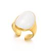 Stainless Steel Gold Color Ring For Women Vintage Dripping Oil Heart Shape Opal Opening Adjustable Finger Ring Party Jewelry