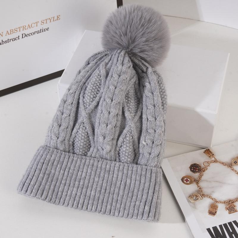 Knitted Hat for Women In Winter Warm Plus Velvet Thickened Wool Ball Wool Hat Korean Style Trendy Versatile Cycling Ski Ear Protection Hat