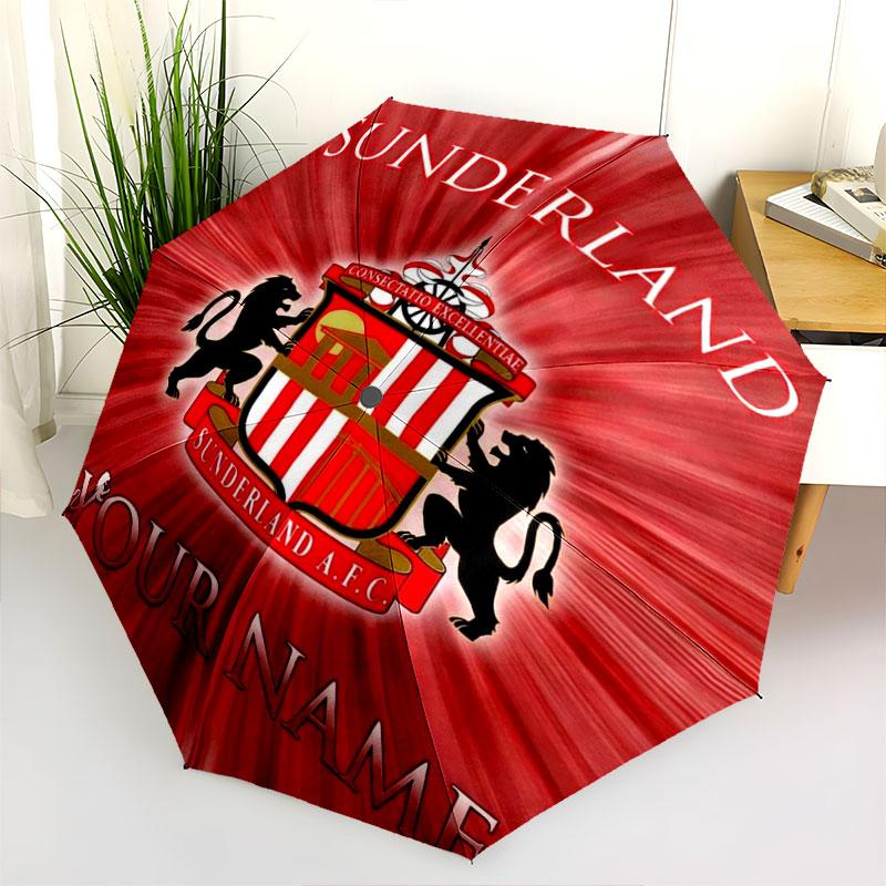 1 PC Automatic Folding Umbrella - Sunderland A.F Custom Name Pattern, Portable & Foldable Design with 8 Ribs, Christmas Birthday Gifts