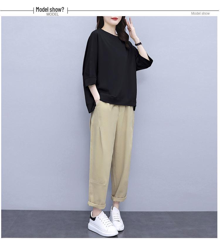 Women's 2021 Spring/Summer Hong Kong Style Casual Suit - Trendy, Youthful Top & Pants Set