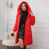 Giacca invernale da donna con cappuccio, imbottita e spessa, con vita sottile, chiusura lampo, lunghezza media, antivento, in cotone per il freddo
