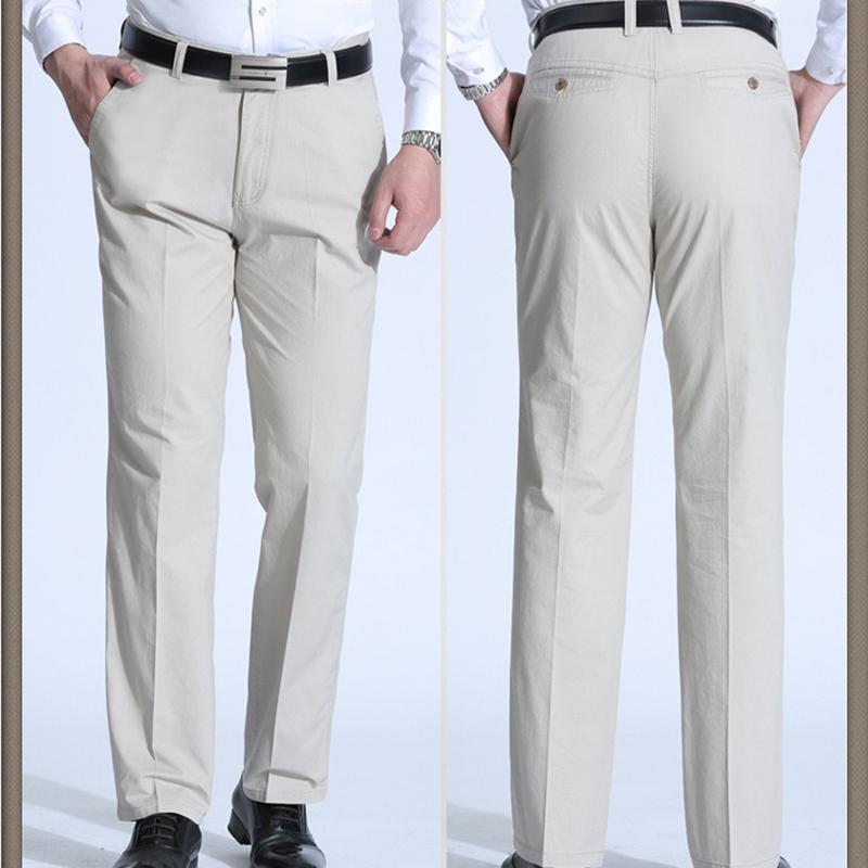 Men’s Casual Soft Pants Summer High Waist Breathable Straight Trousers for Male Lightweight Comfortable Fit Business Work Dress Pant with Pocket