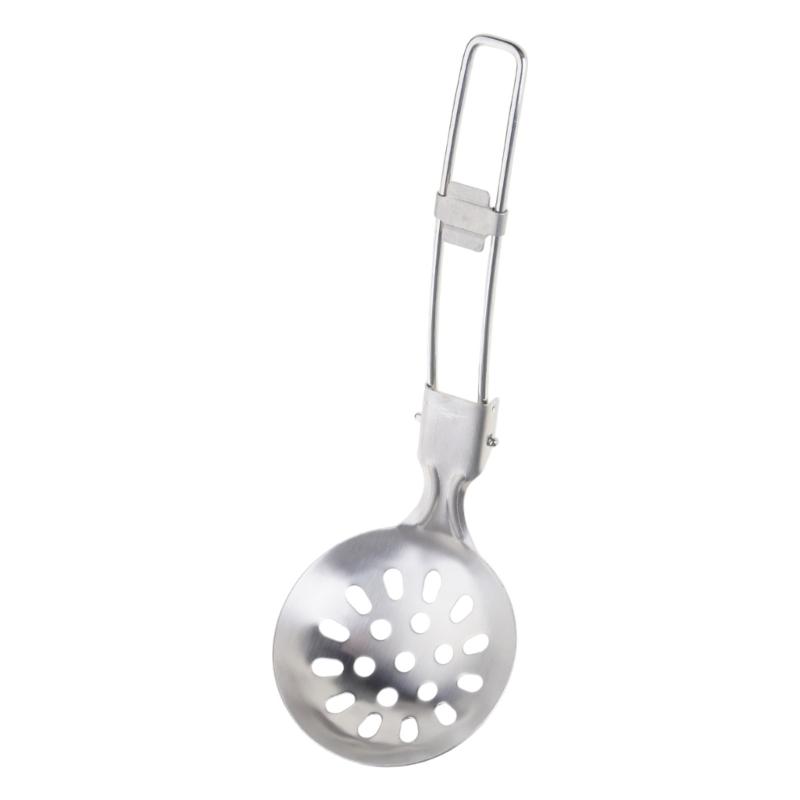 Stainless Steel Soup Ladle/Colander Camping Cutlery Portable Foldable Outdoors Camping Spoon for Outdoors Picnic,Travel 1