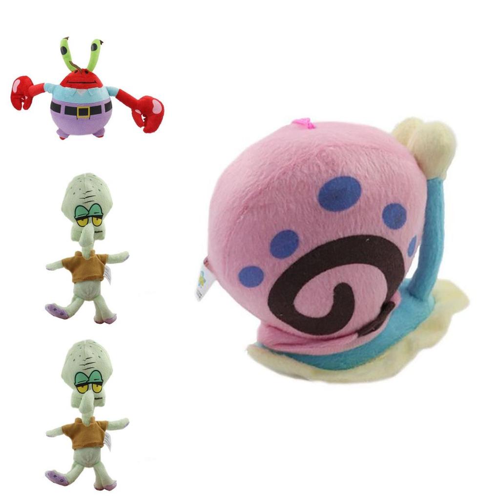 Cute Short Plush Cartoon Octopus Crab Starfish Snail Spongebob Series Toy Set