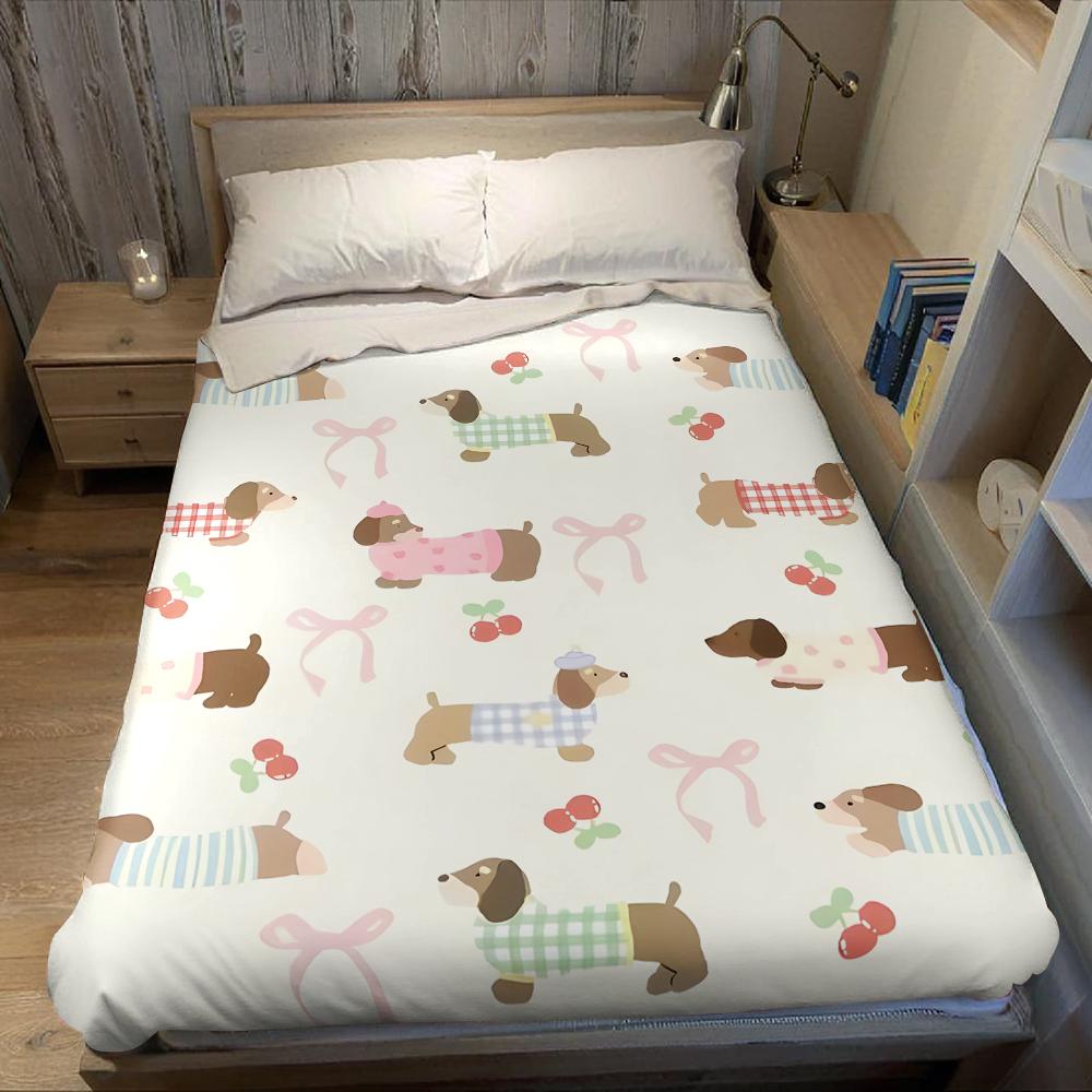 Cute Dachshund Print Flannel Blanket Warm Soft Halloween Christmas Couch Warm Cozy Decorative Decor Gift for All Season