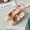 Baotou sandals women's summer lazy shoes half-drag small inner height increase silver single shoes women