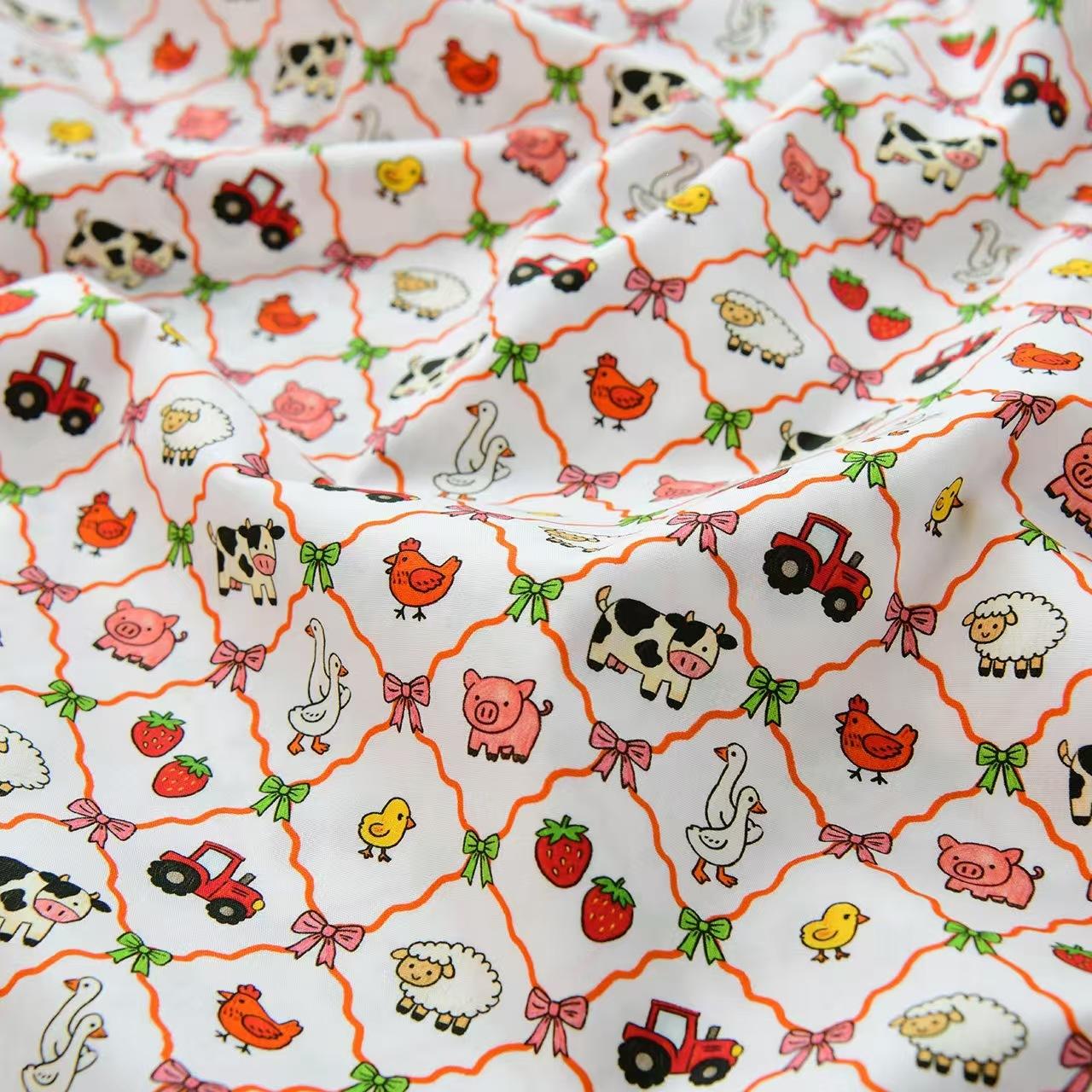 40s Poplin 100% Cotton Fabric,Cartoon Designs, DIY Handmade Material, Pure Cotton Cloth for Shirts, Dresses