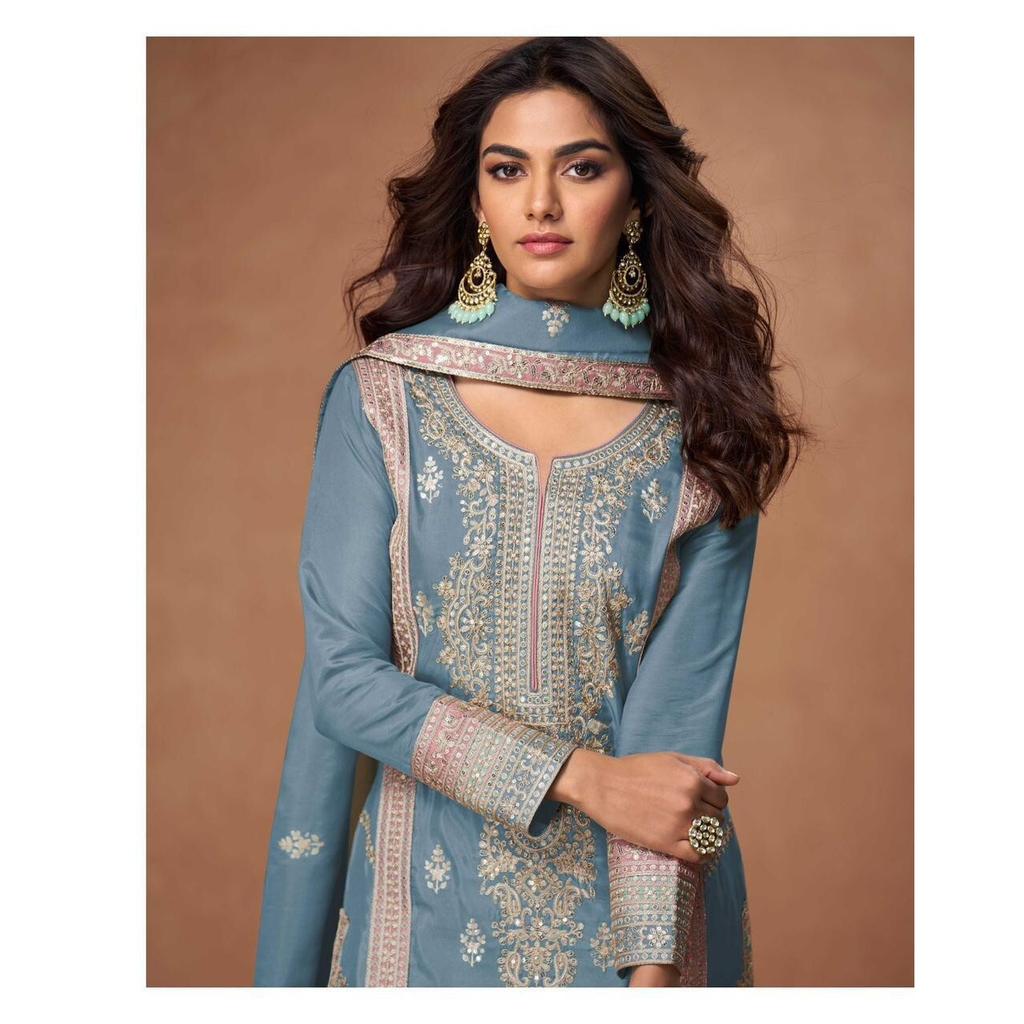 Salwar Kameez Pakistani Dress Party Wear Designer Bollywood Top Palazzo Suit DAM-5989