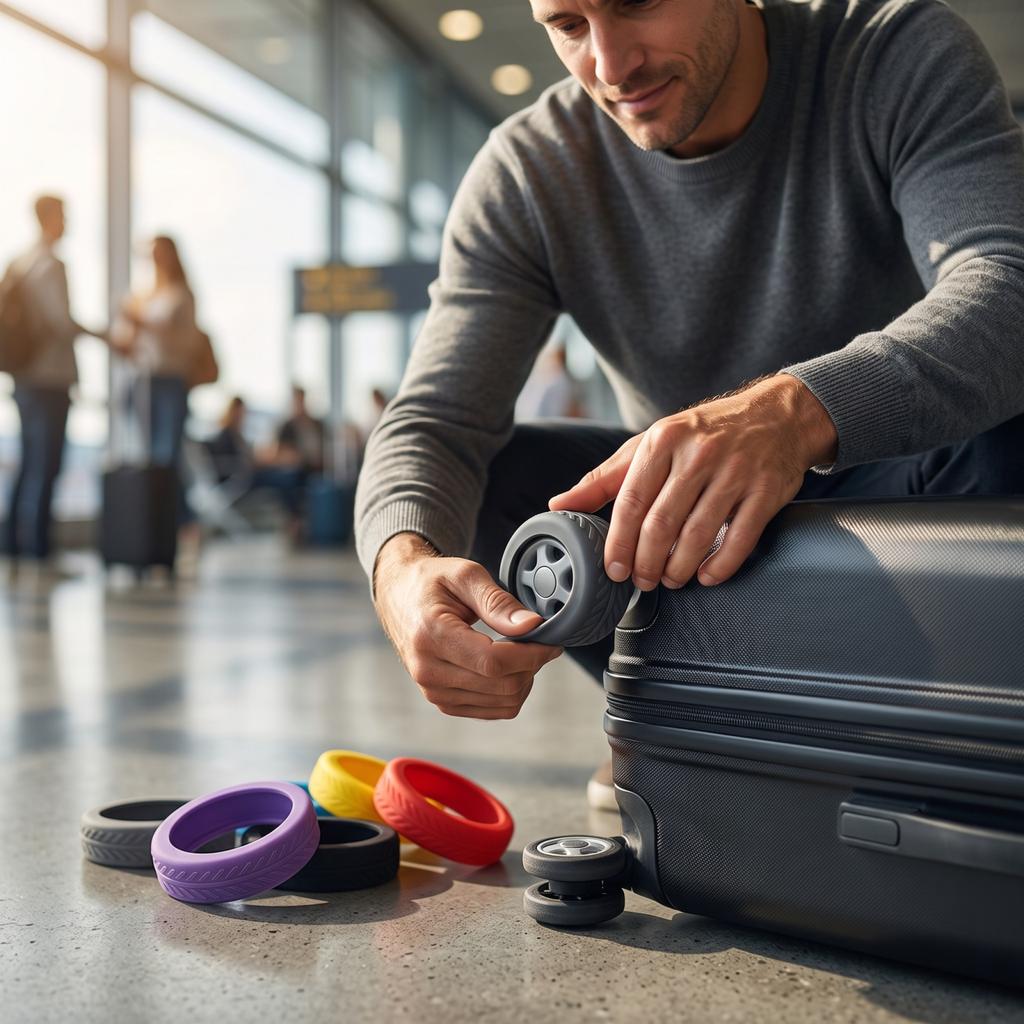Luggage Caster Wheel Covers Silicone Noise Reduction for Suitcase Travel Accessories