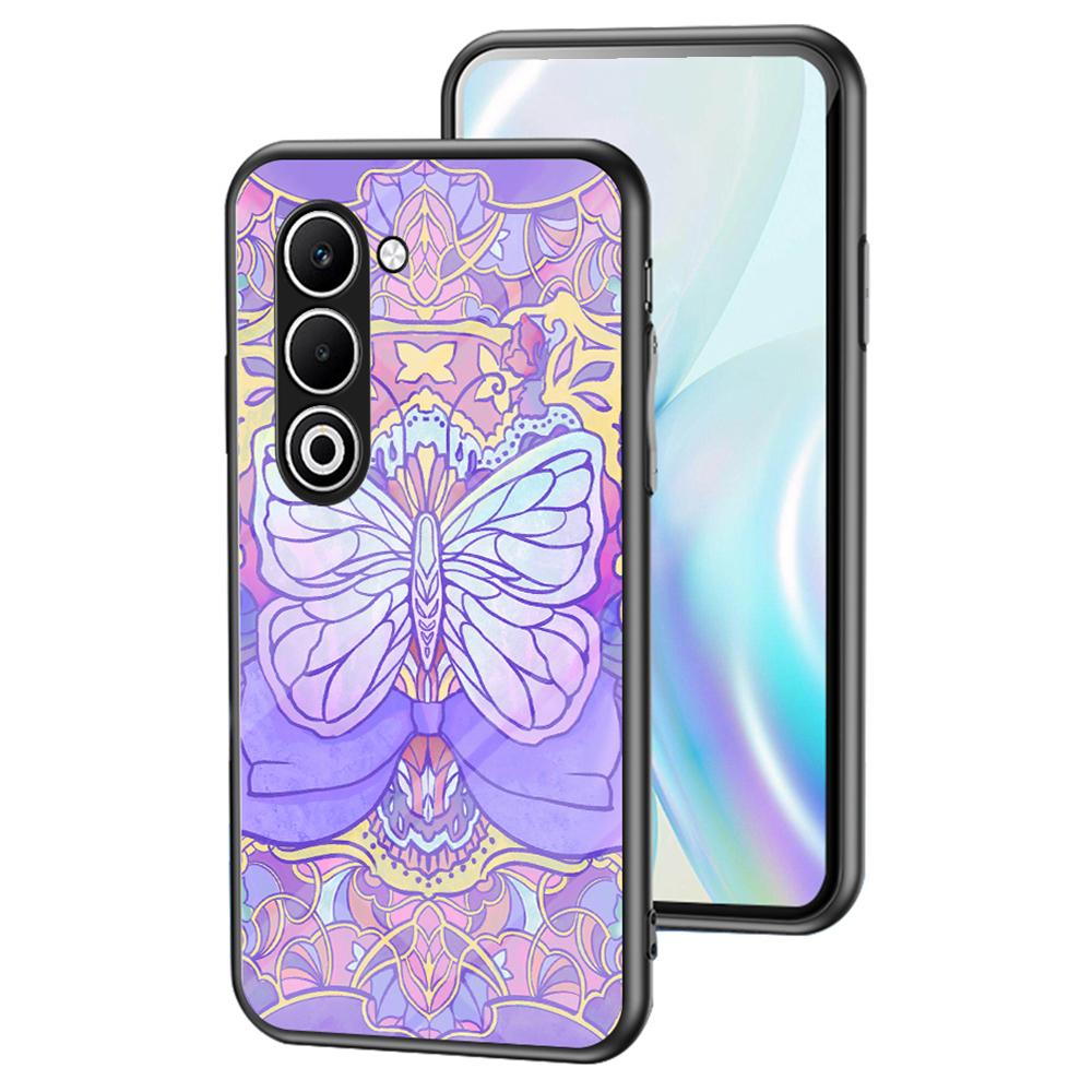 

Для Oppo A5 5G Чехол с узором бабочки TPU+Закаленное стекло Защитный чехол для телефона Phantom Butterfly