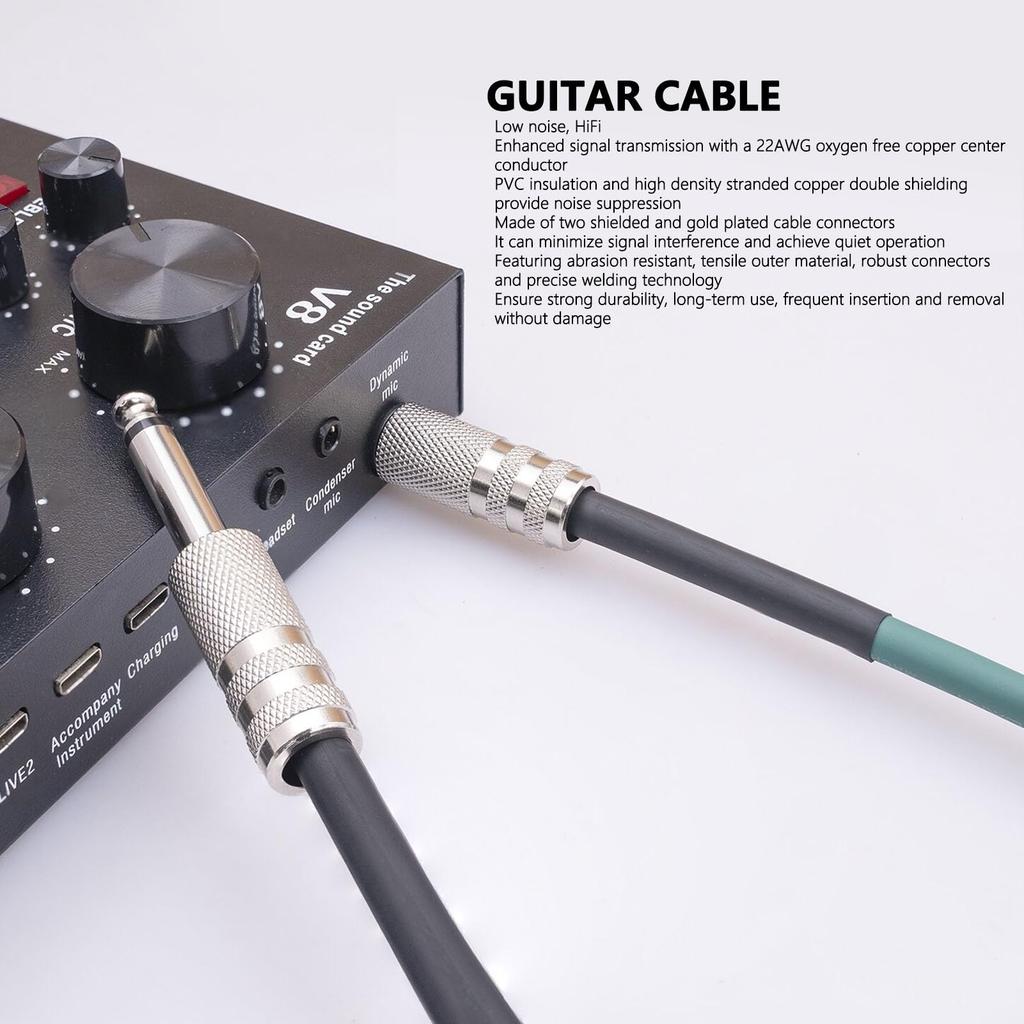 6.35mm HiFi Low-Noise Guitar Cable for Electric Guitar, Mixers, Active Speakers, Electronic Drums, and Electric Bass (10m  32.8ft)