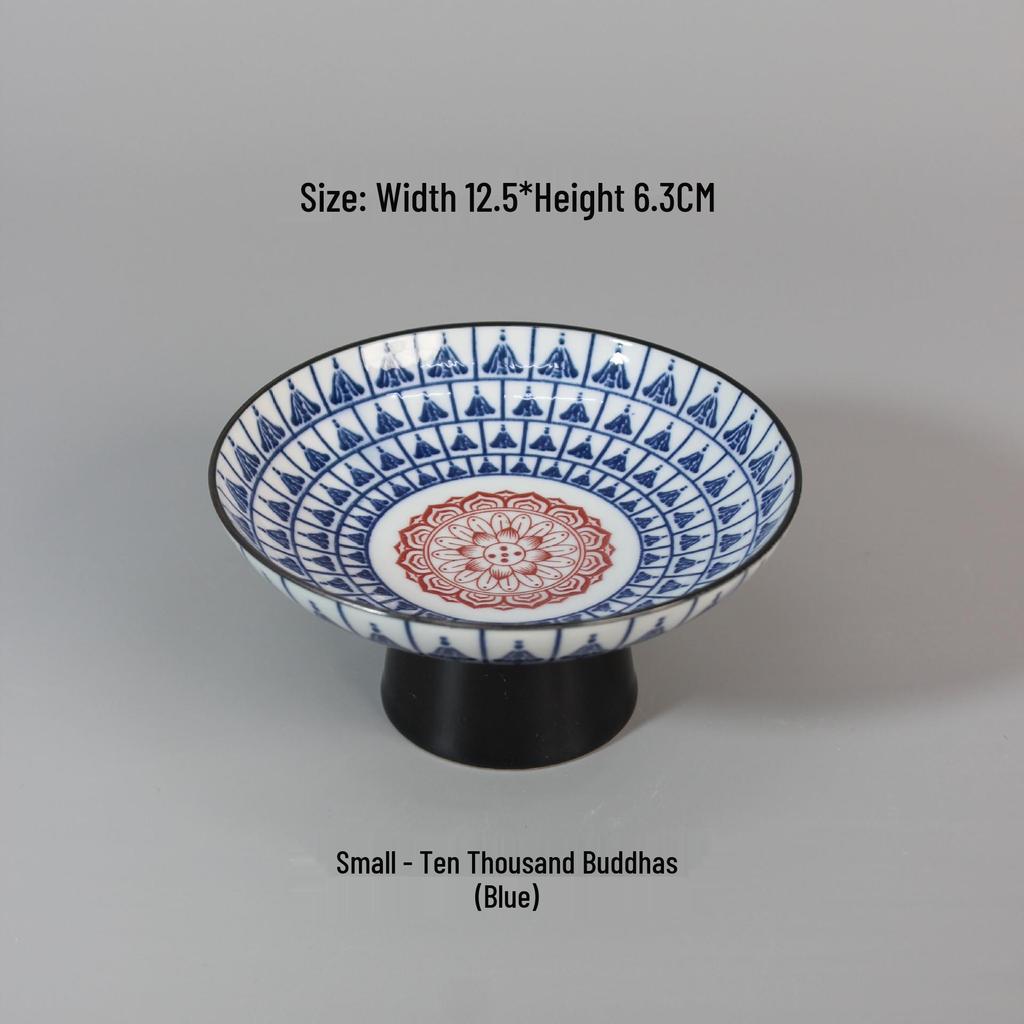 Chinese Blue and White High-Footed Porcelain Pastry Plate - Small Size for Fruit, Tea, Snacks, Nuts, or Pot Stand