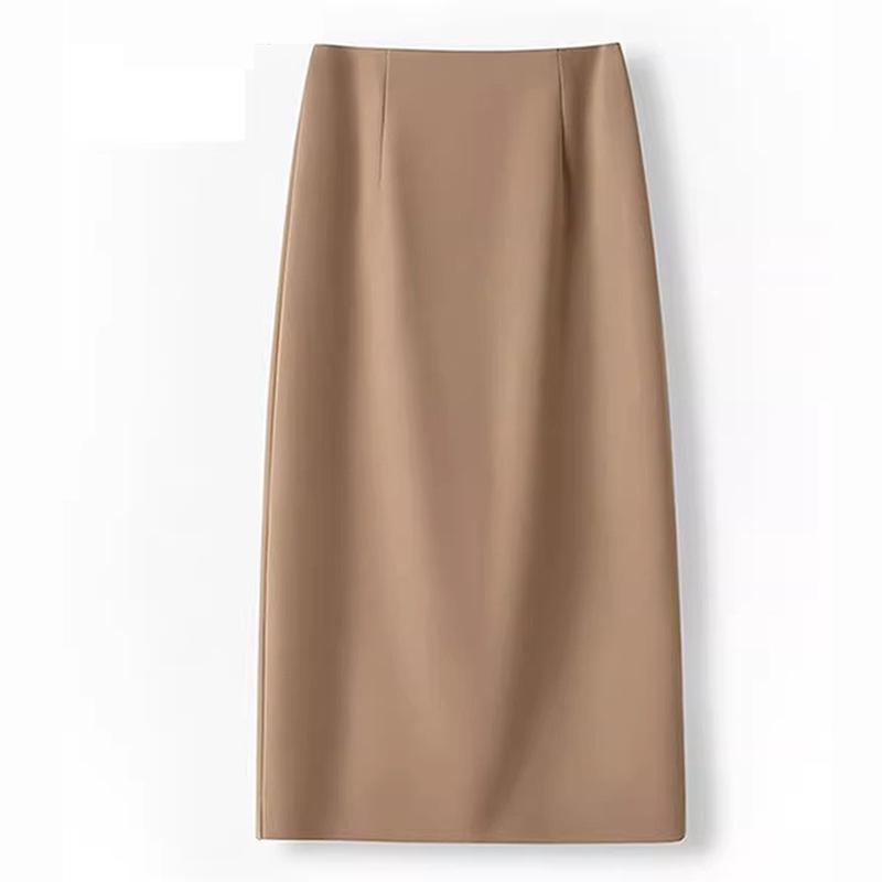 Women's Spring/Autumn 2024 High Waist Midi Pencil Skirt - Slimming A-Line Style