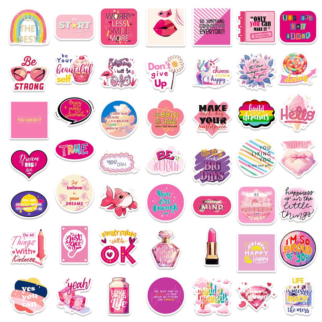 100 Pink Items Y2K Millennial Style Cute Sticker Strawberry Game Console Decoration Diy Handbook Graffiti