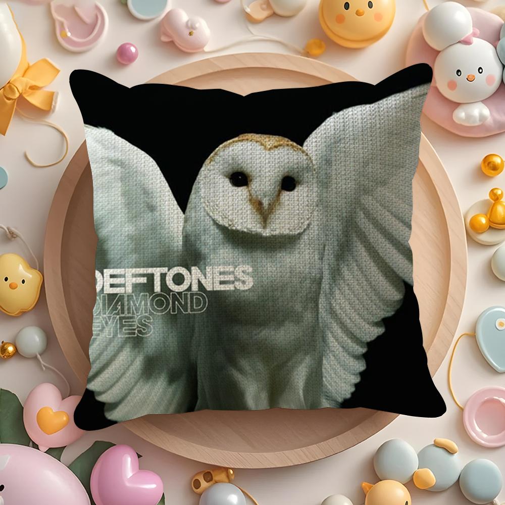 Band D-Deftones Cushion Cover Summer Coolness Linen Fabric Double-Sided Printing Pillow Case Sofa Home Decor Gift