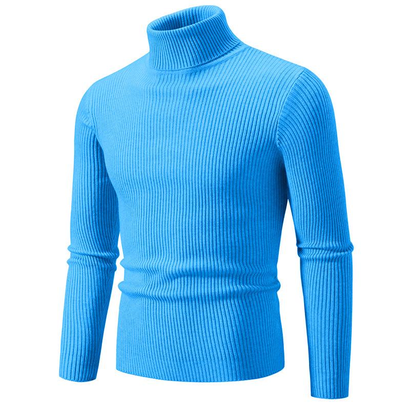 Herren Pullover Herbst/Winter 2024 Hoher Kragen Unifarben Lässig Gestrickt