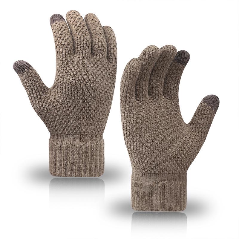 

Мужские и женские трикотажные перчатки для сенсорных экранов: Теплый, на бархатной подкладке, утолщенный, с отдельными пальцами, для осени и зимы One Size