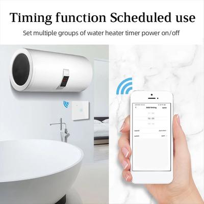 40A Smart WiFi Touch Water Heater Switch Tuya Smart Life APP Timer Voice Control Glass Panel Wall Power Switch Black