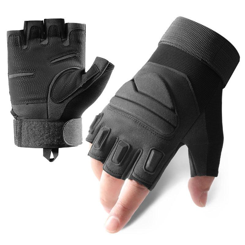 Half finger tactical gloves men's outdoor mountaineering protection sports training non-slip wear-resistant shock-absorbing breathable riding gloves