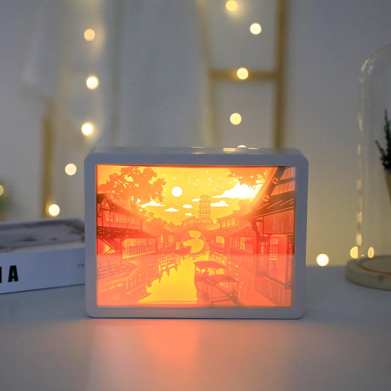3D Paper Carving Night Light - Creative Shadow Lantern