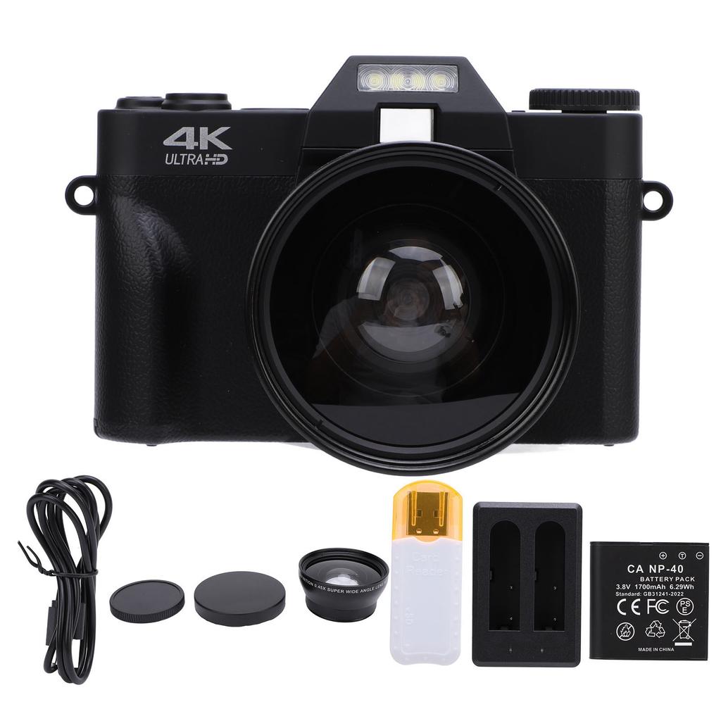 4K Digital Camera 60FPS 75MP 3in Touch Screen 16X Zoom 270 Deg Rotation for Travel Camping