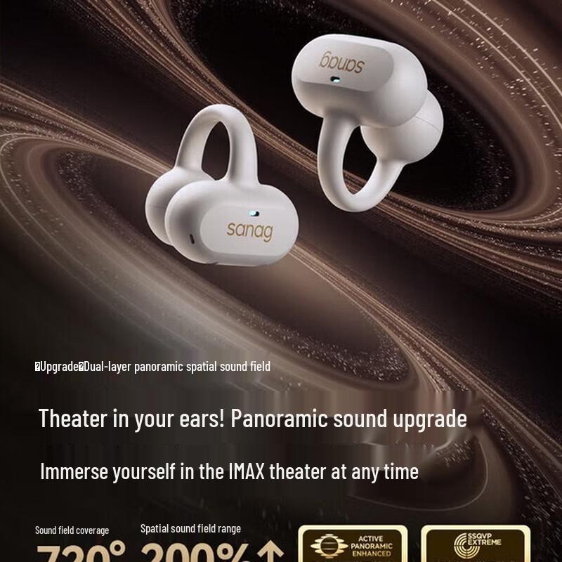 SANAG Ear-Clip AI Bone Conduction Wireless Headphones
