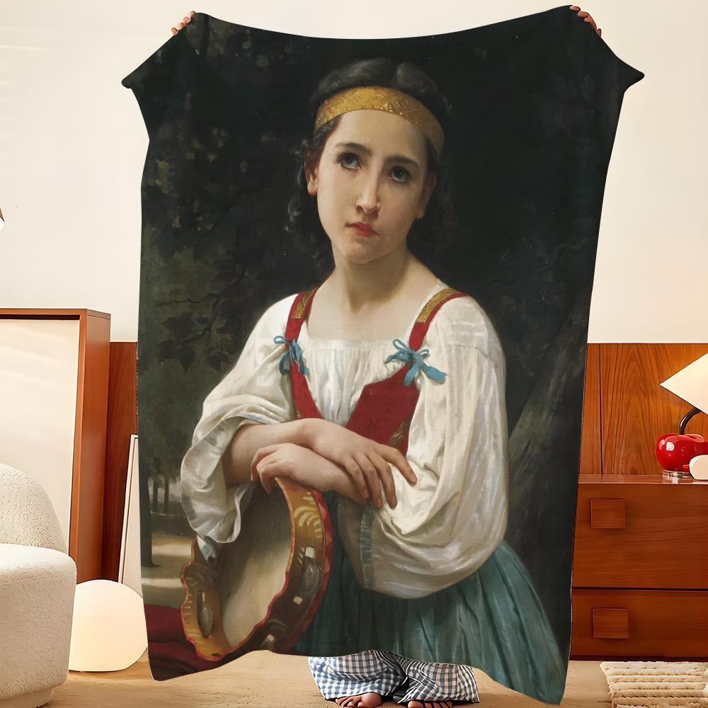 Artist W-William A-Adolphe B-Bouguereau Throw Flannel Throw Blanket, Lightweight Cozy, Durable Washable cute Cool